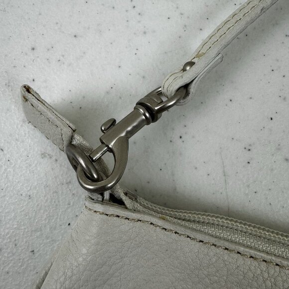 Fossil Pebbled Leather Small Hobo Wristlet Purse Off White - Picture 14 of 14